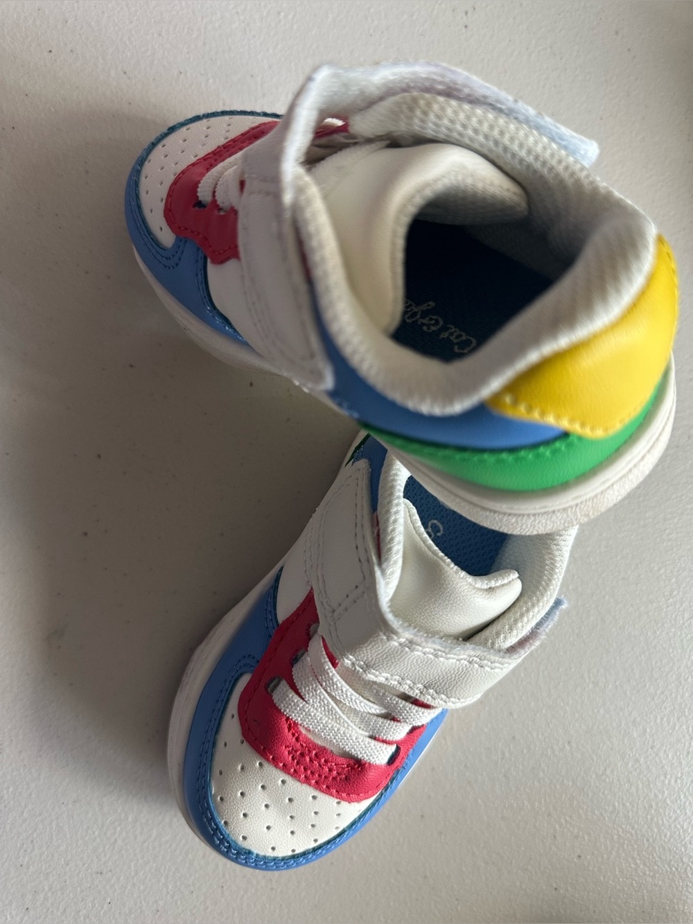 Cat & Jack White Sneakers with Blue, Pink, Green & Yellow Accents